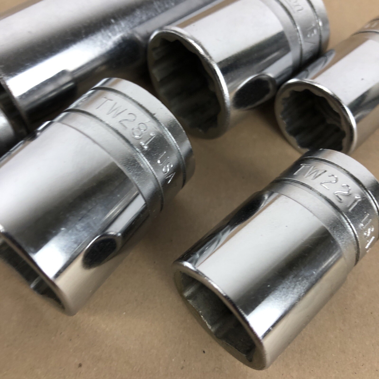 Snap On Tools 1/2” Drive 6pc Socket Lot SAE TW281 SW261 SVS261 TW221 SW201 TW201