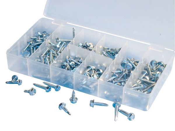 ATD 200pc Self Tapping, Hex Washer Head Self Drilling Screw Assortment #349