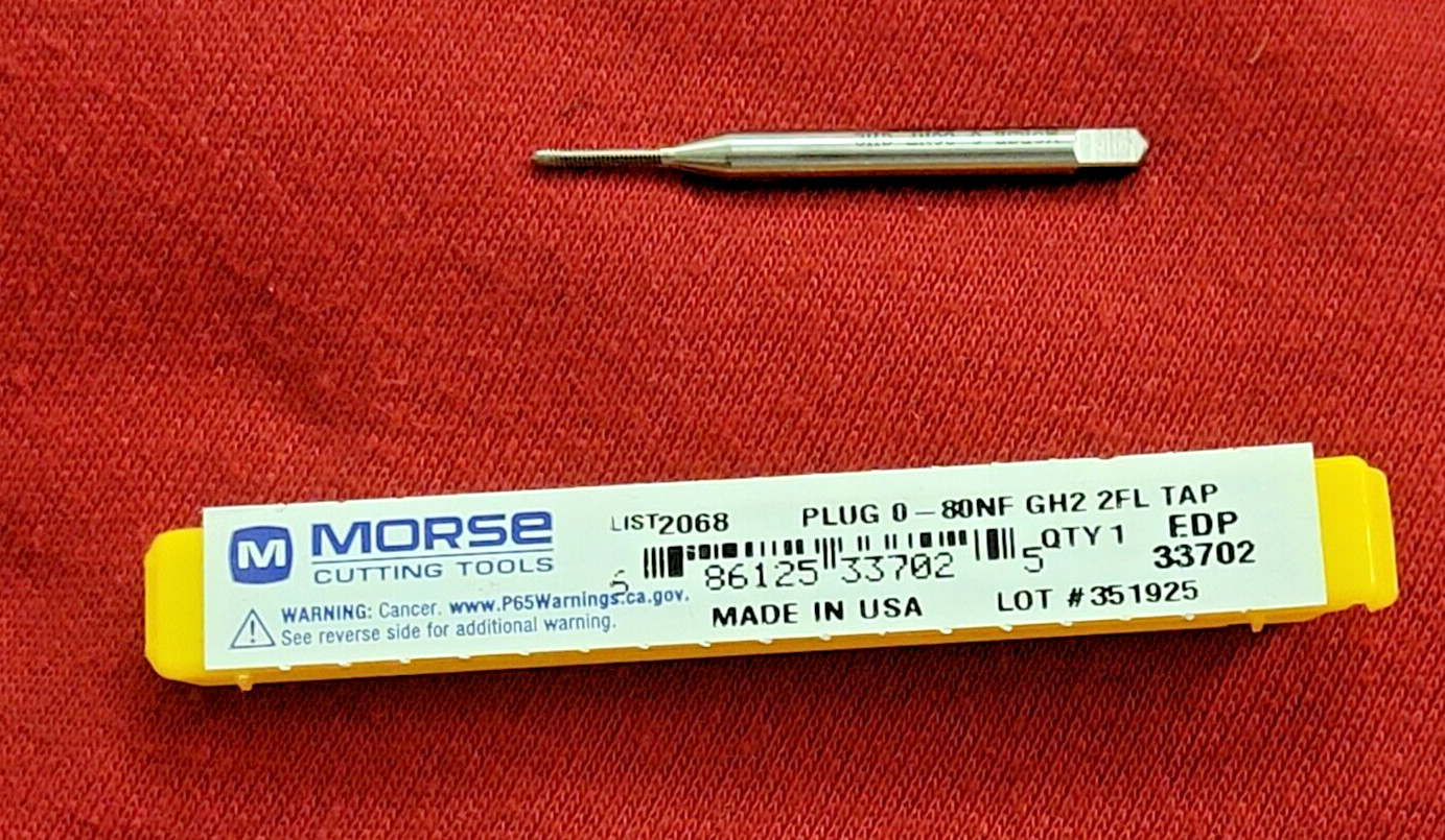 0-80 0/80 Plug Hand Tap HSS Morse MT3733702 2FL GH2 USA