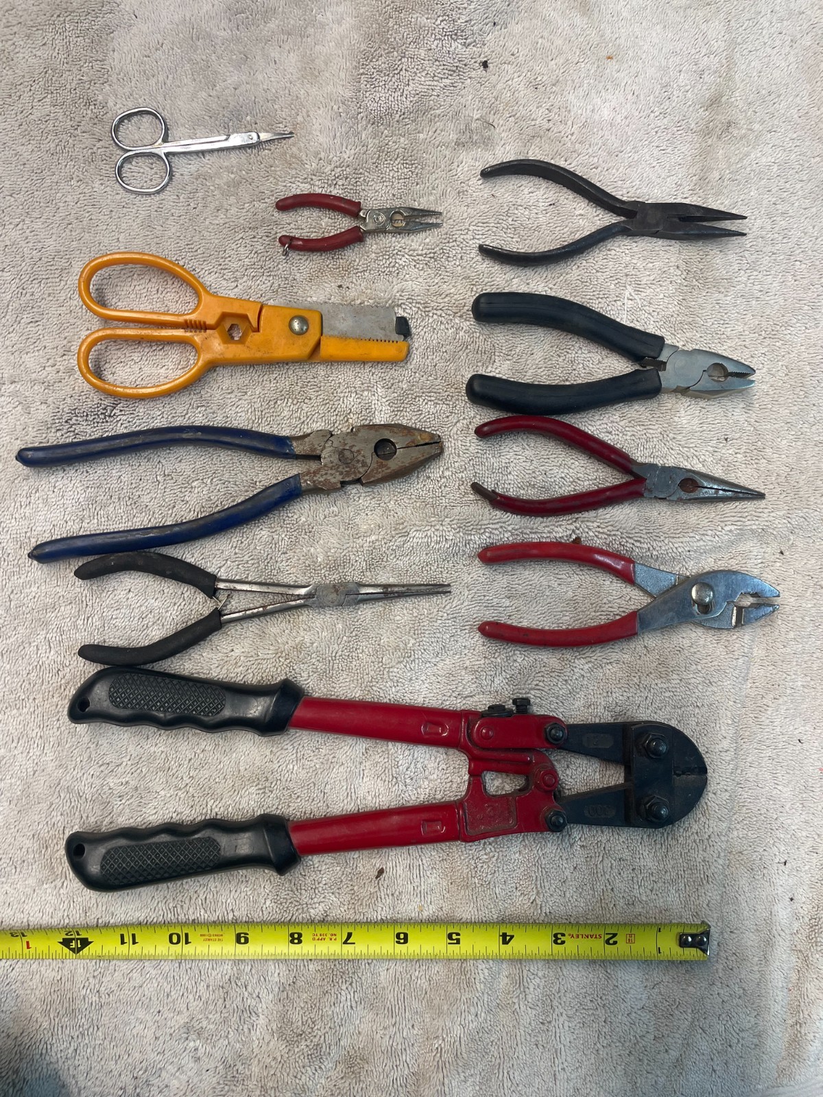 Mixed Hand Tool Lot – Pliers, Snips, Bolt Cutters, Scissors & More (11 Tools)