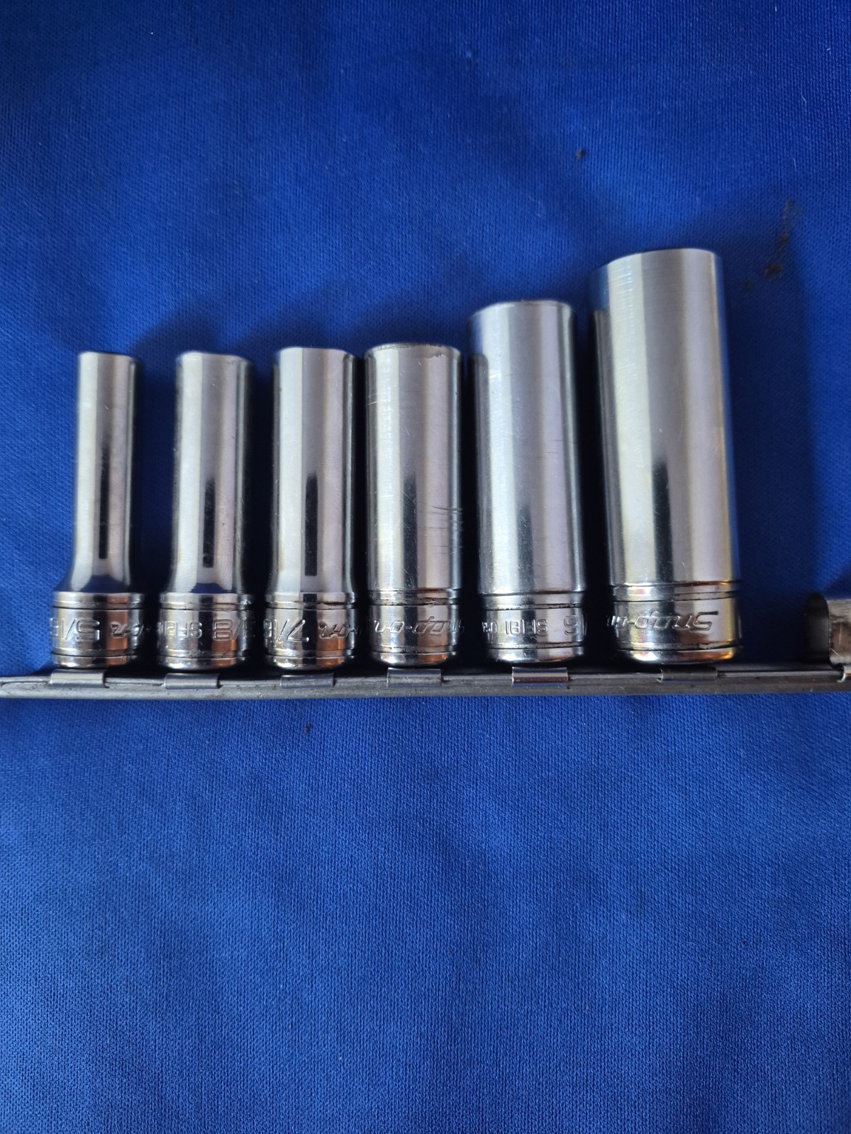 SNAP ON 3/8 DRIVE SAE 12 POINT DEEP SOCKET SET 6 PIECE