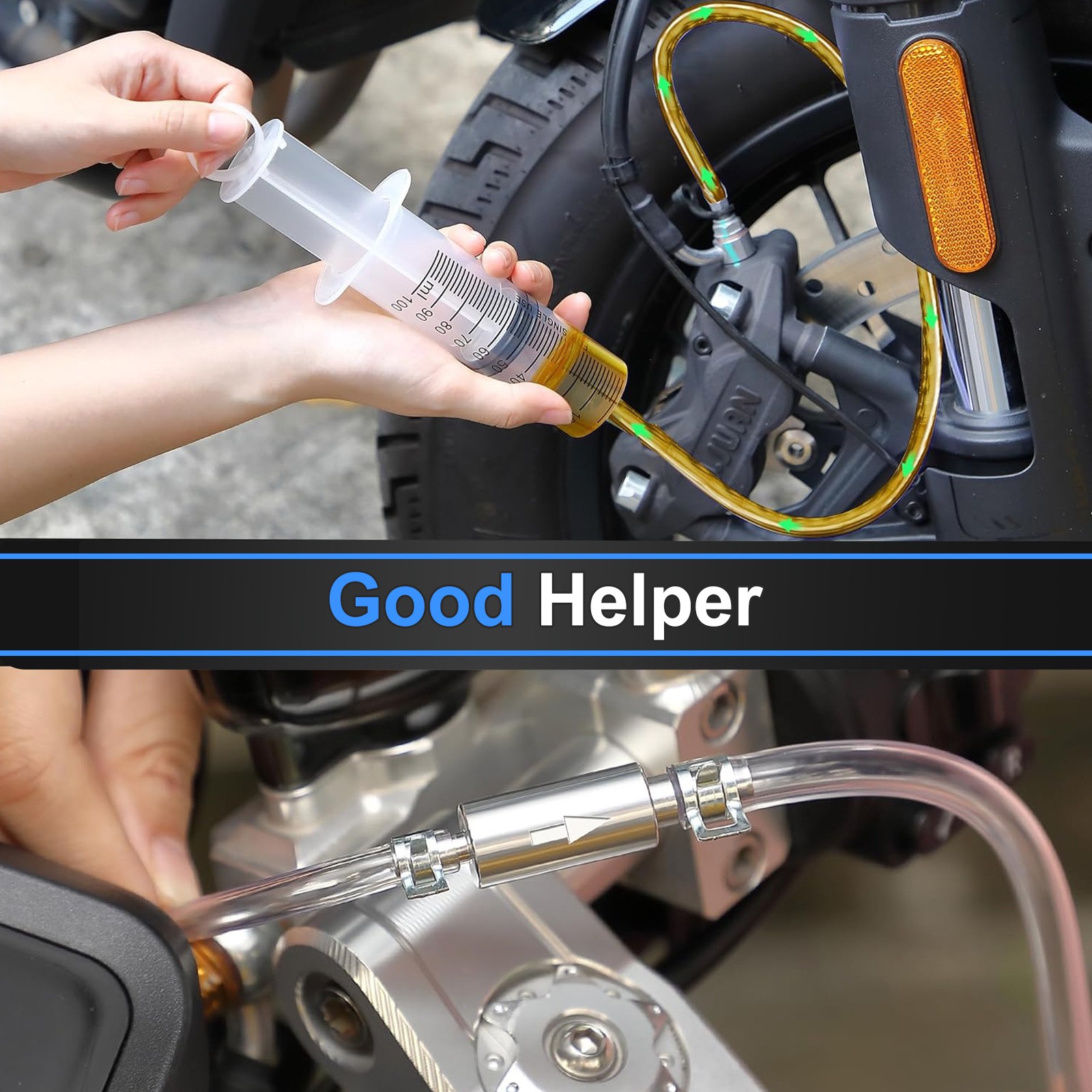 2PCS Brake Bleeder Hose One Way Check Valve Tube Bleeding Tool Kit For Motorcyle