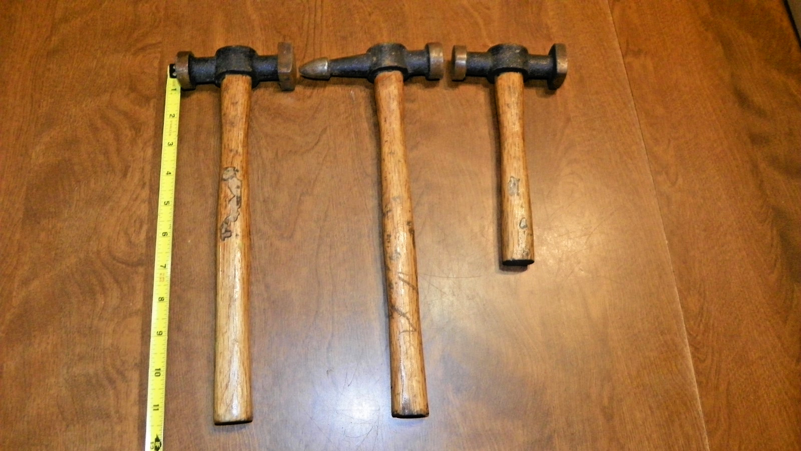 lot of 3 unmarked auto body hammers