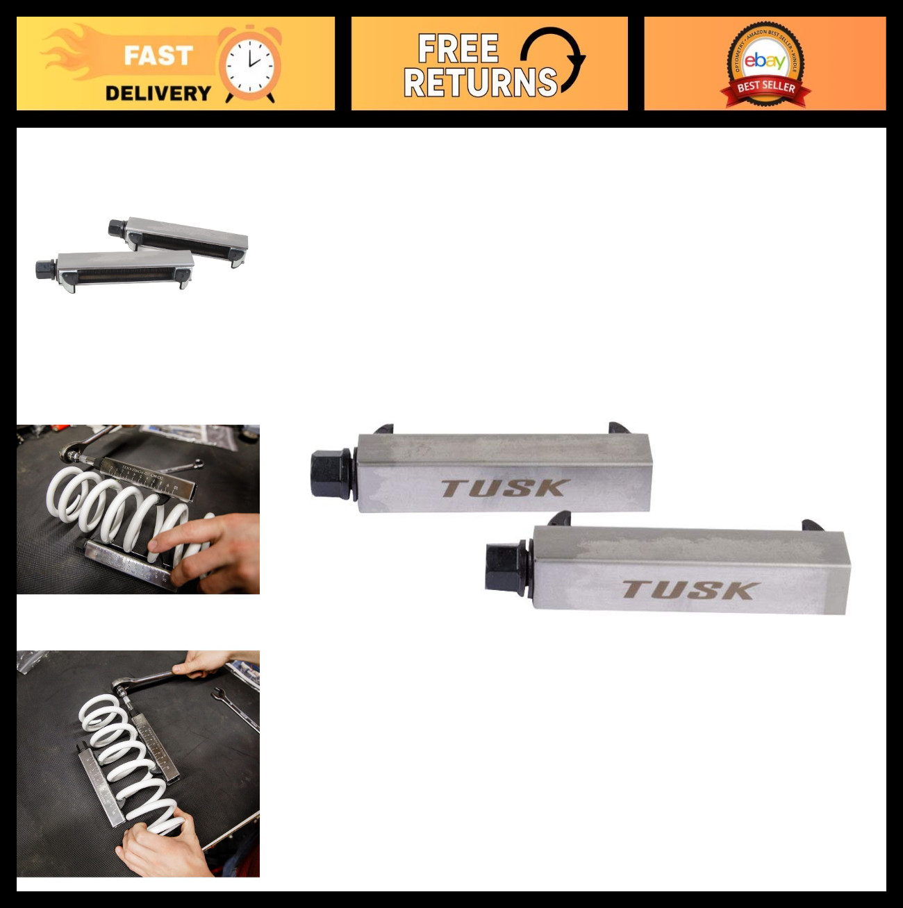 Motorcycle Shock Spring Compressor Tool Set – Chromoly Steel, 17mm Wrench, Stora
