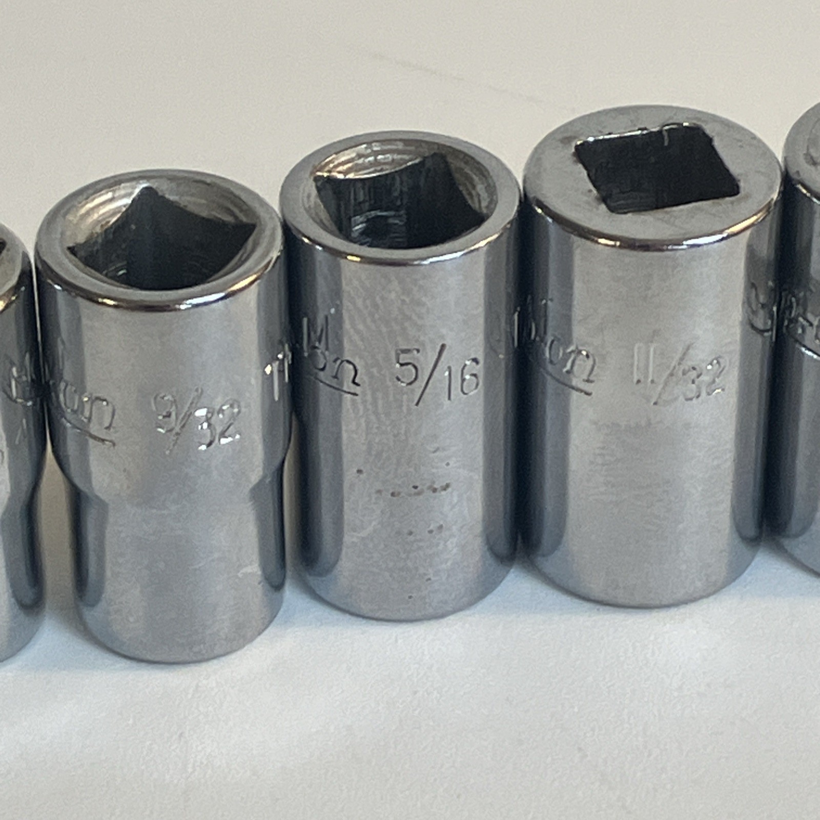 Snap On Tools 1/4″ Drive 9 Pc SAE Shallow 6 Pt Socket Lot TM6 – TM18 3/16″-9/16″