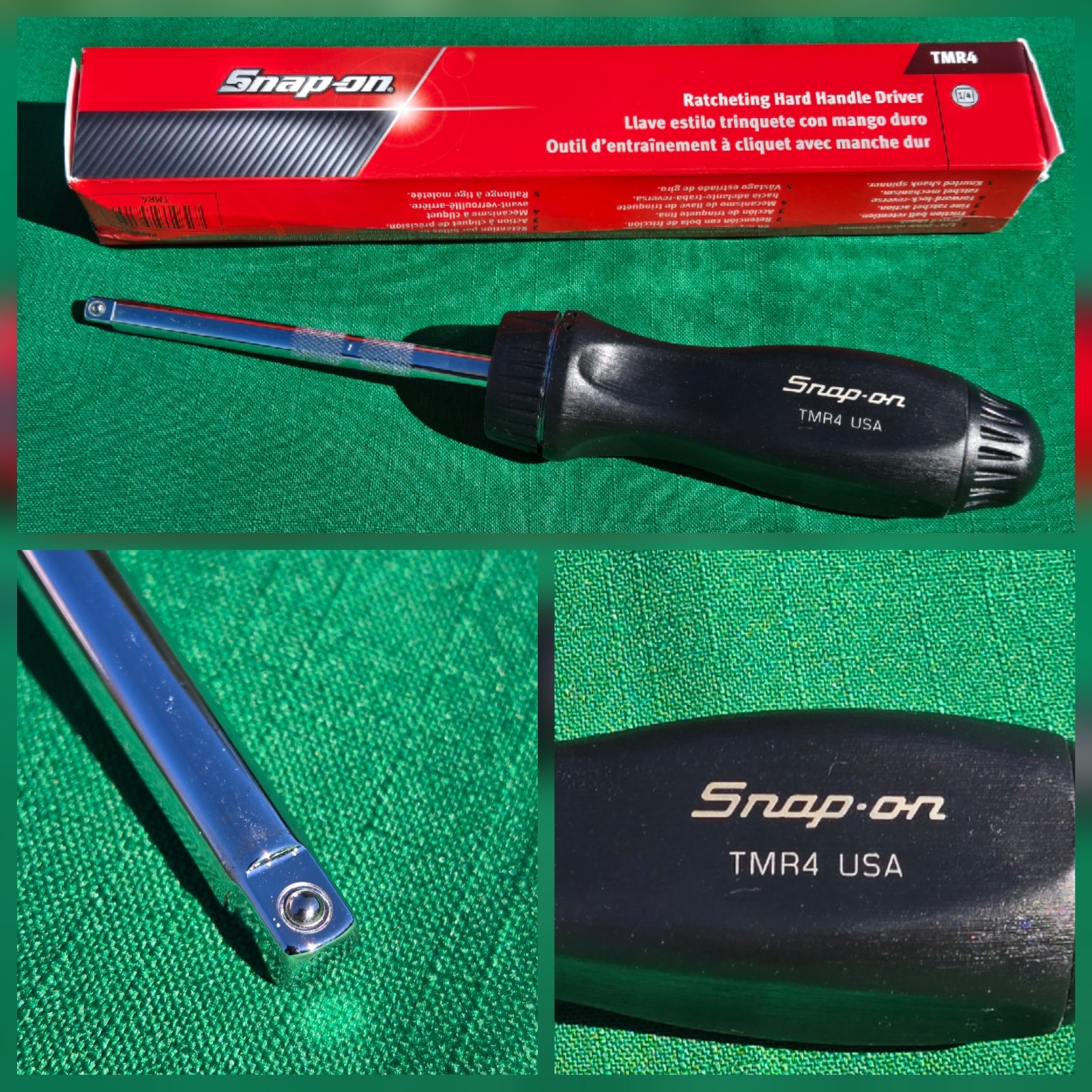 NIB Snap-on Tools USA TMR4 1/4″ Drive Ratcheting Spinner Black Hard Handle 9”