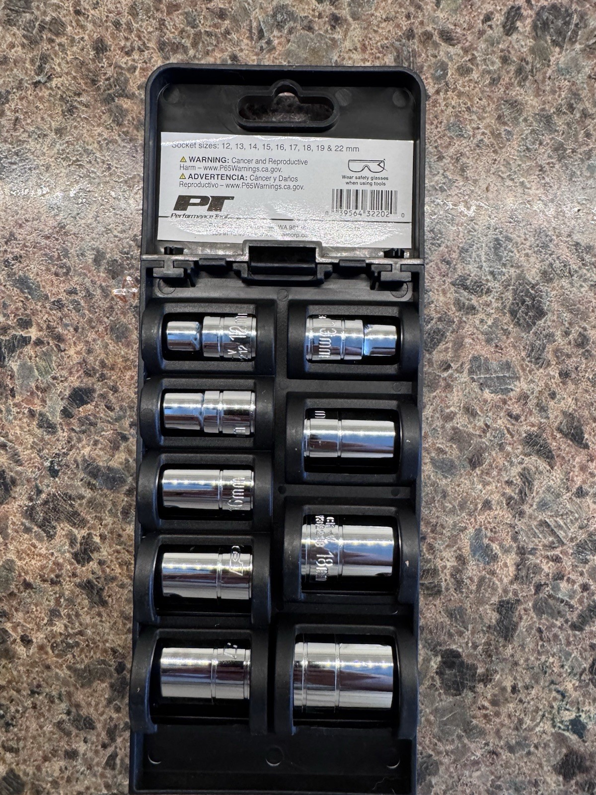 Performance Tool W32202 9 Pc Metric 1/2” Drive Socket Set NEW Factory Sealed