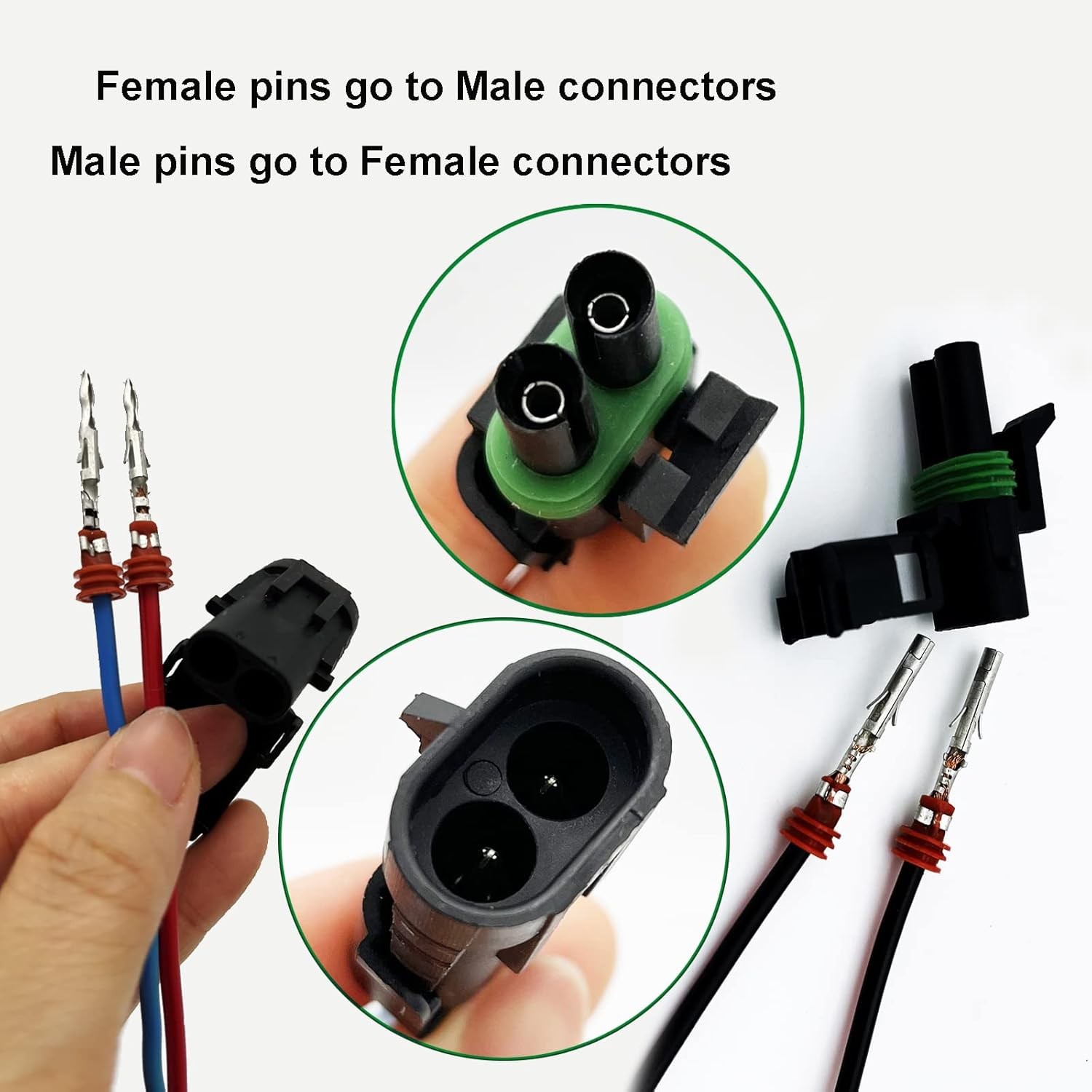 20 Kits 2 Pin Connector Weather Pack Connectors Kit 2pin/20kit, Green