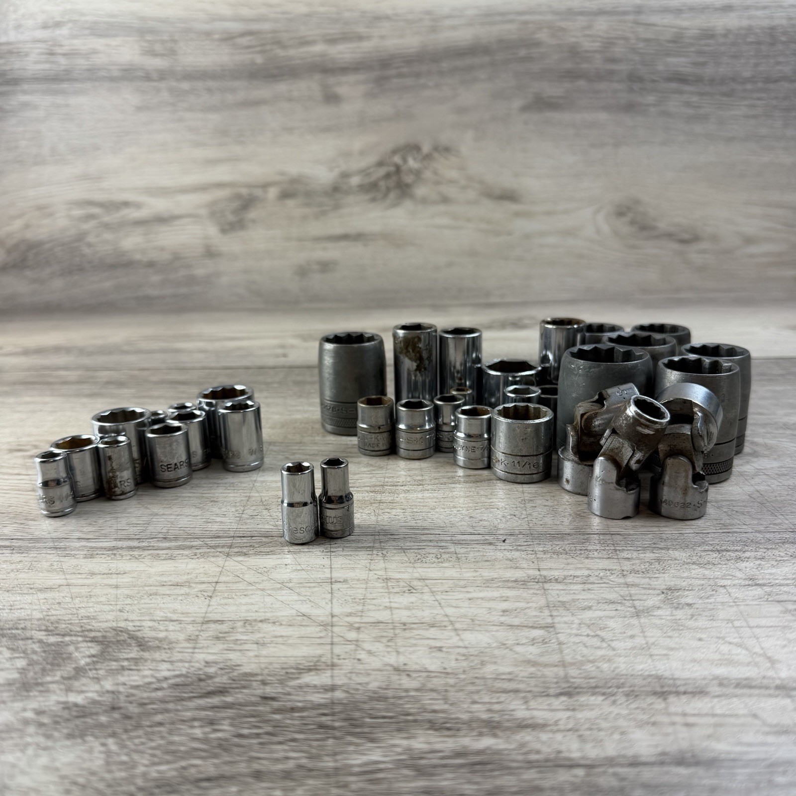 34 Lot Socket SAE Multiple Drives Sizes Brands – SK, Sears, Husky, Crescent