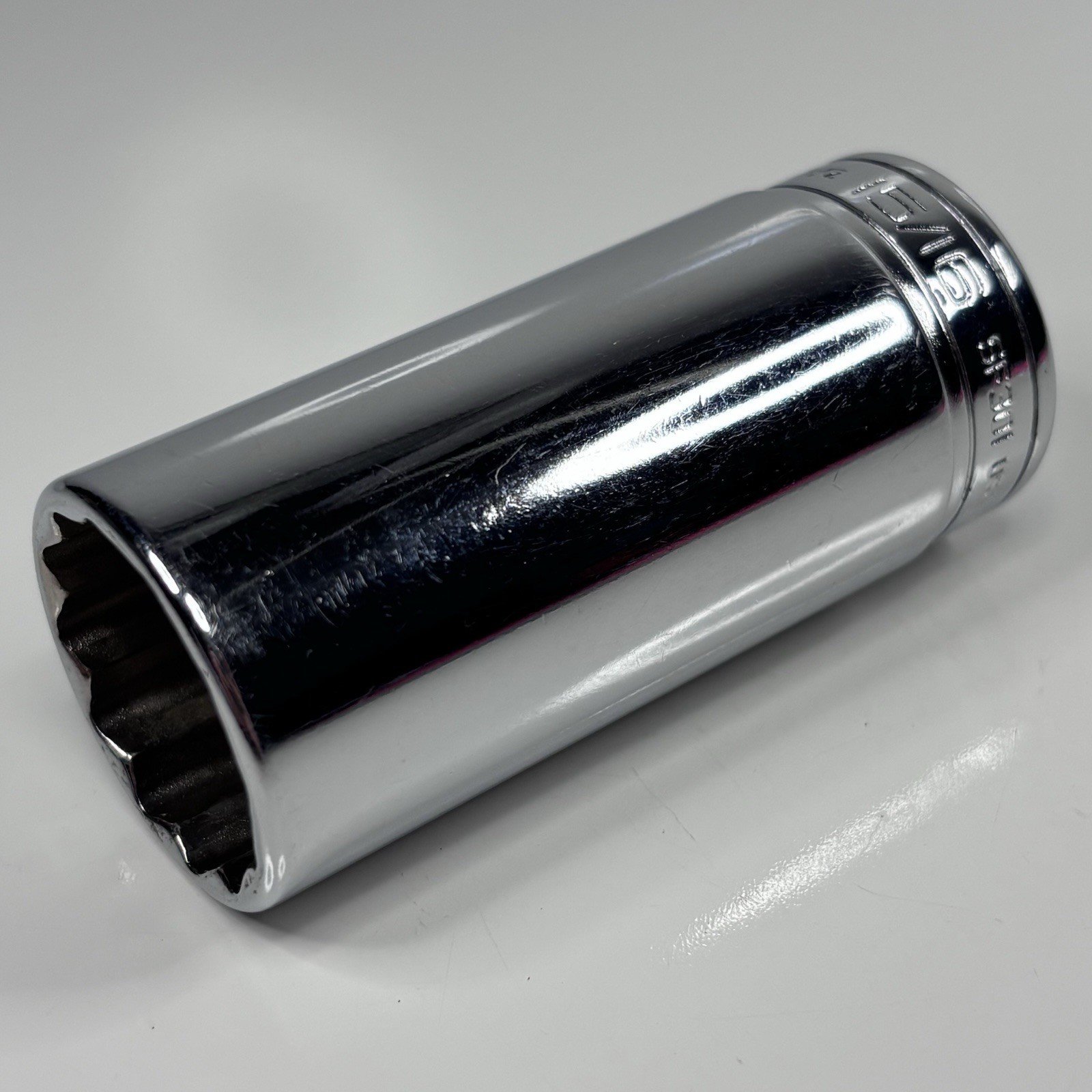 Snap On Tools SF301 3/8 Dr 12Pt SAE 15/16 Flank Dr Deep Chrome Socket USA VGC