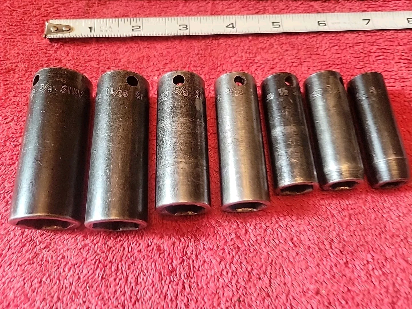 SNAP-ON TOOLS SAE 3/8″ DRIVE DEEP IMPACT SOCKET SET 6 PT 7 PC VTG USA 🇺🇸