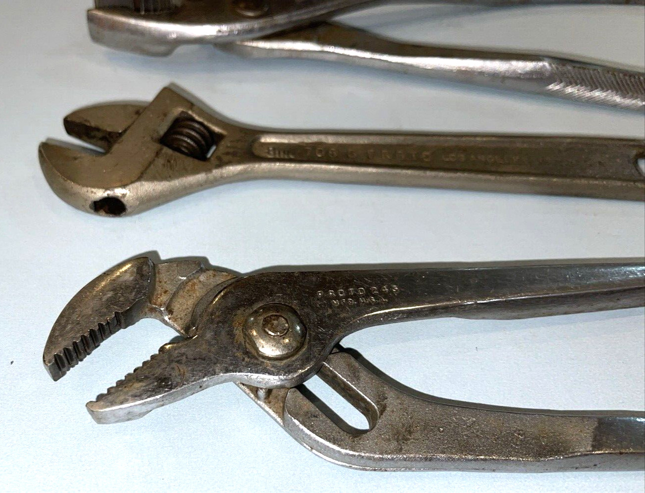 PROTO TOOLS 3 PIECE ALLIGATOR, SLIP JOINT PLIERS & CRESCENT STYLE WRENCH