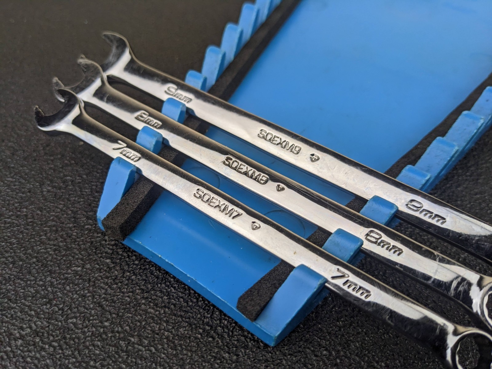 #bp094 Snap-on Tools USA 3pc Metric 7mm – 9mm Flank Drive PLUS Combo Wrench Set