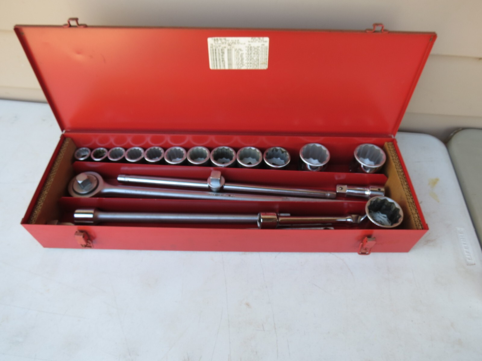 Wright TOOLS USA 3/4″ Inch Drive Heavy Socket Set 19 Pieces w/Case 12 Point Used