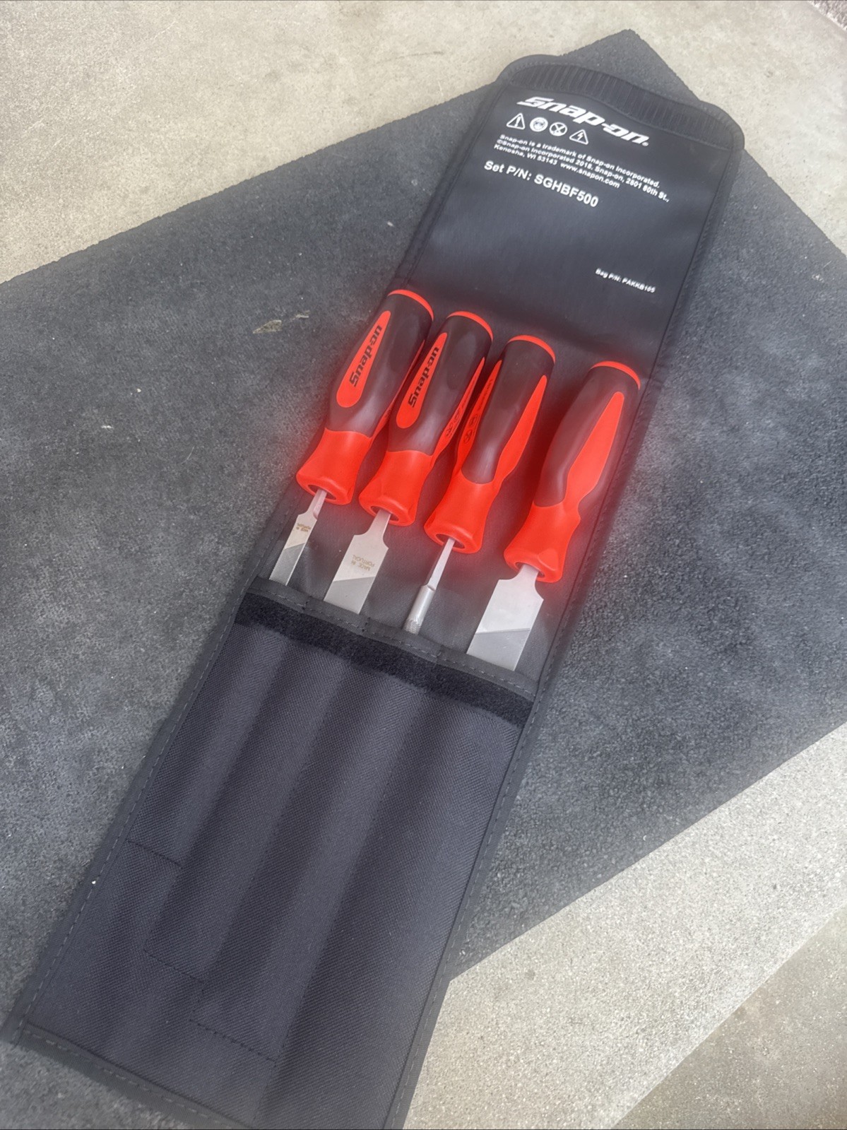 For Snap-on Tools USA NEW Orange 4pc Soft Grip Mixed File Set SGHBF500