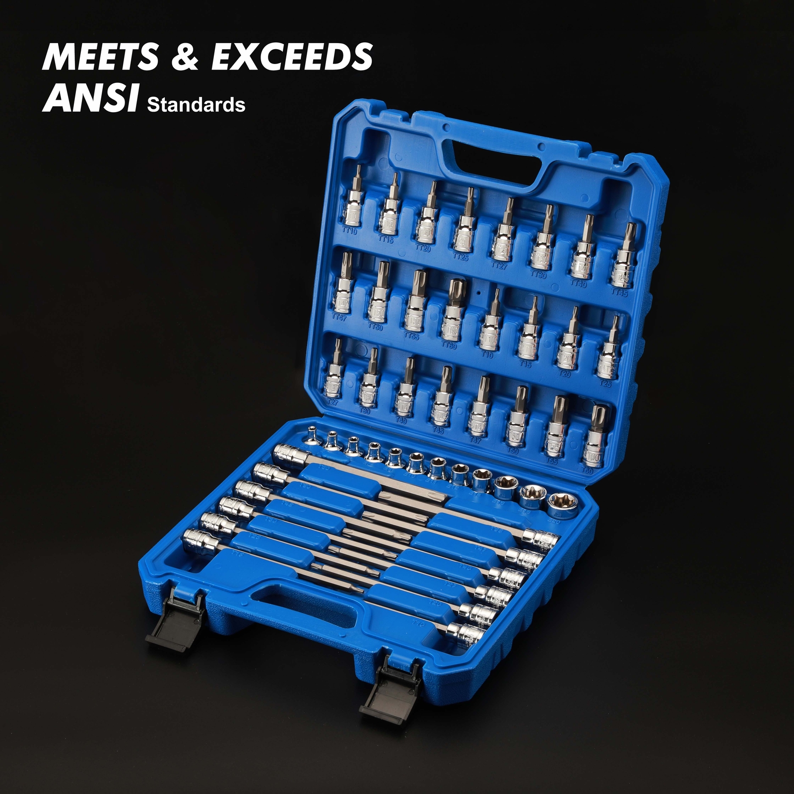 48PCS 3/8″Drive Master Torx Bit Socket and External Torx Socket Set Deep Shallow