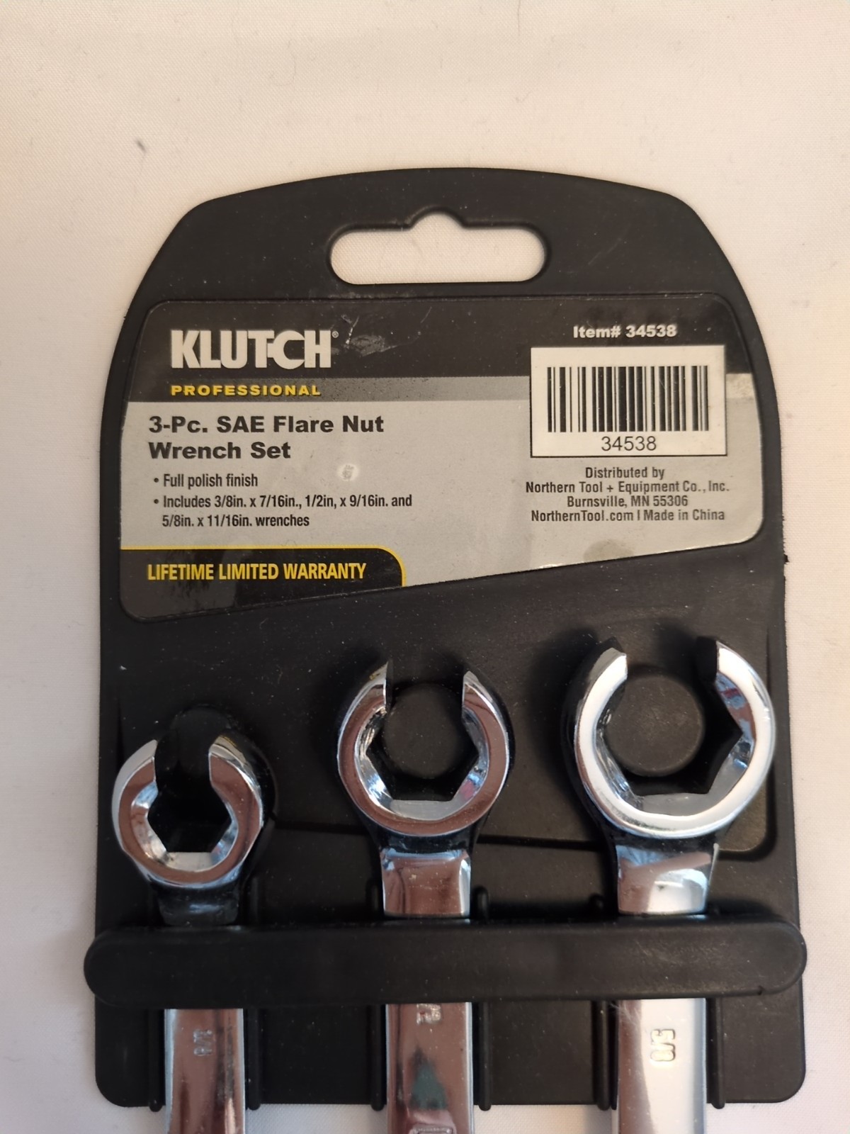 Klutch 3-piece SAE Flare Nut Wrench Set. NOS, Brand New