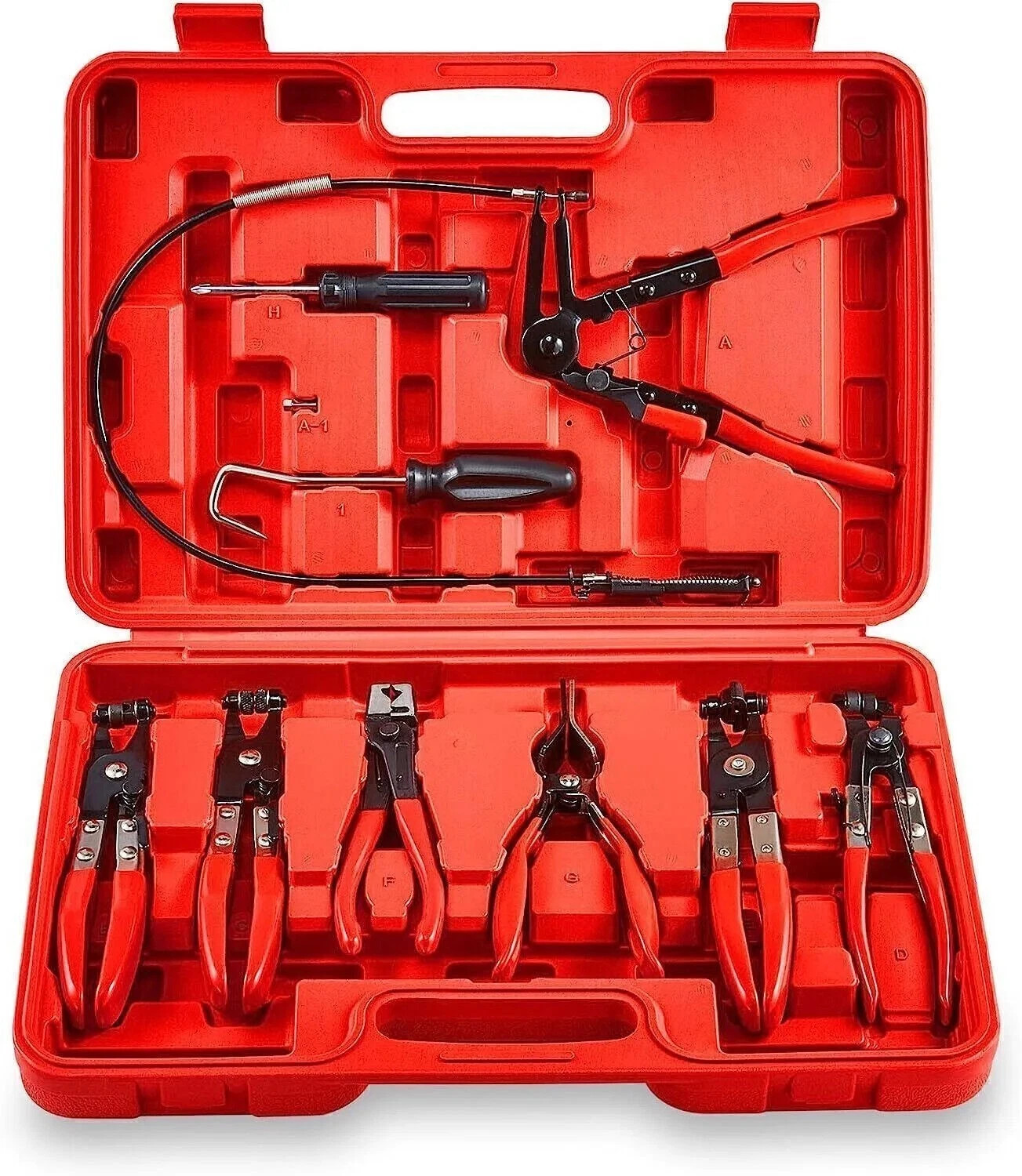9PCS Wire Long Reach Hose Clamp Pliers Sets Fuel Oil Water Hose Auto Tools Sets