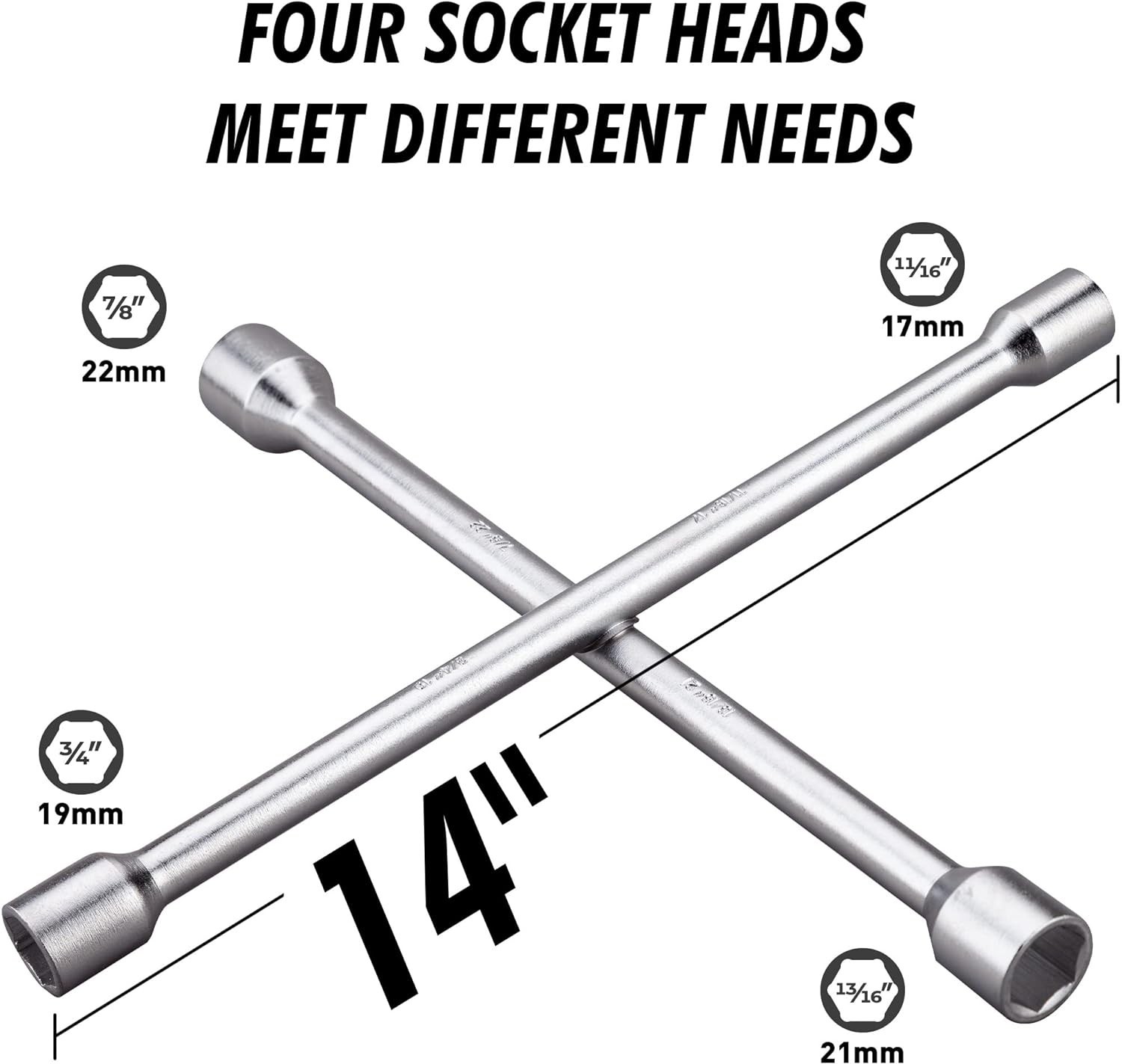 14-Inch Heavy Duty 4-Way Lug Wrench – Durable Carbon Steel Tire Tool
