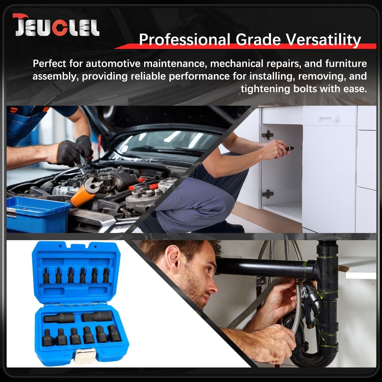 14-Piece Impact Grade Allen Bit Socket Set for Versatile Repairs and Maintenance