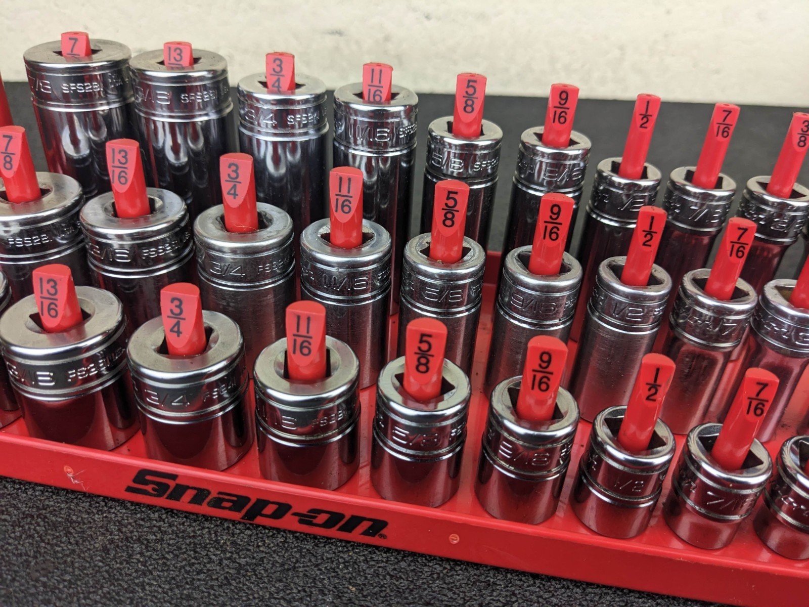 #bo723 Snap On USA 39pc 3/8″ Drive SAE 6 Point Shallow Semi Deep MASTER SET