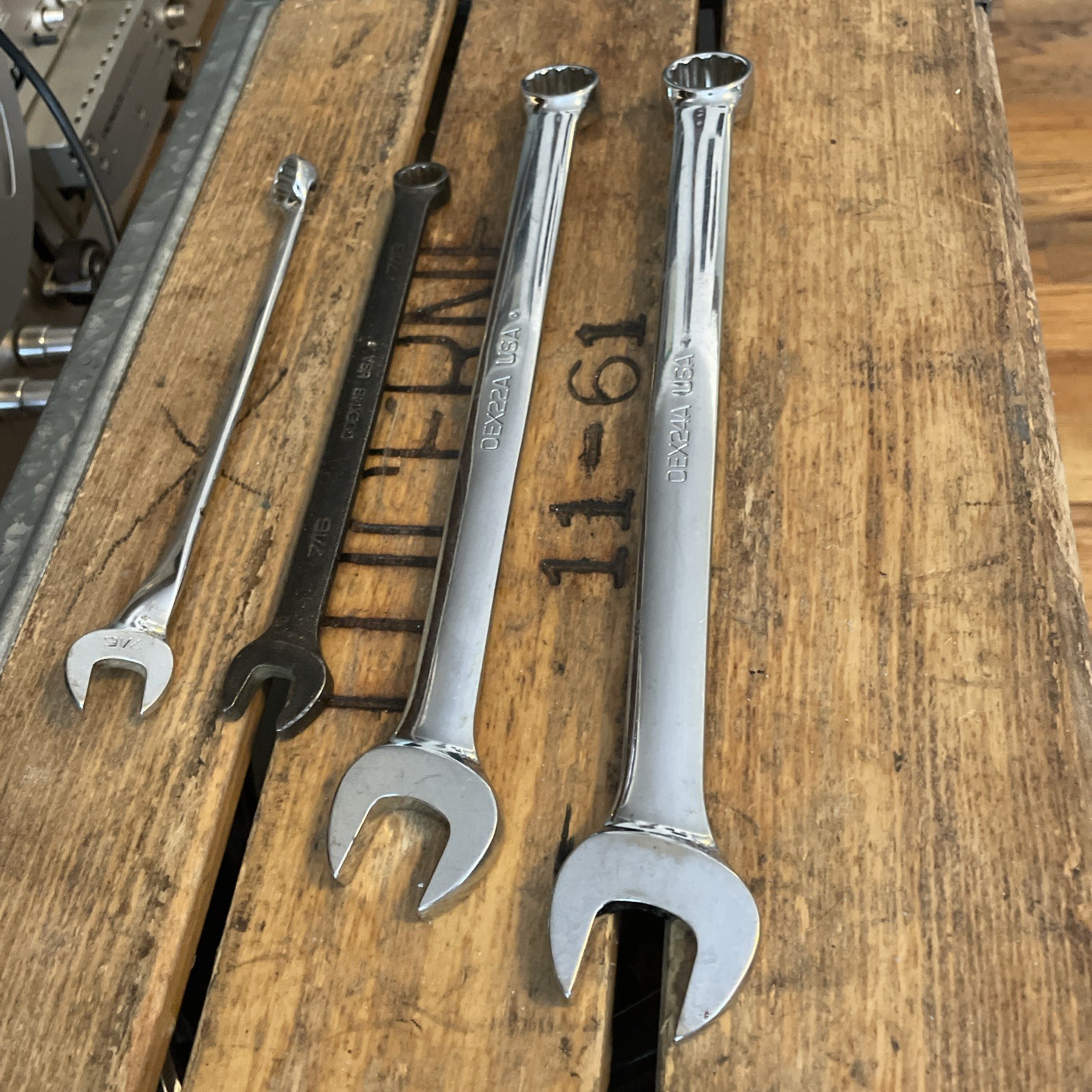 Snap-On Wrench Lot X 4 Chrome/ Industrial Finish 3/4 – 11/16 – 7/16 X 2 GOEX OEX