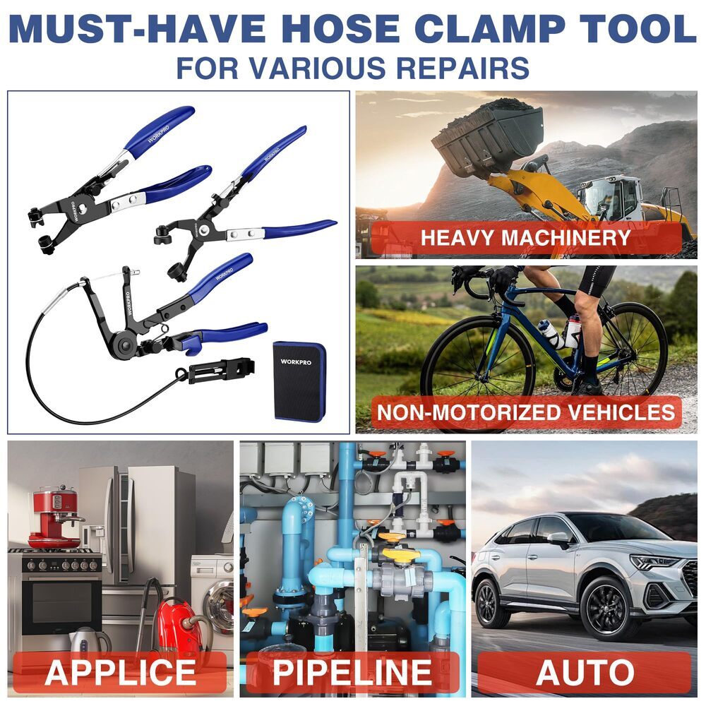 WORKPRO Hose Clamp Plier Set 27″ Long Reach Wire Spring Hose Clamp Plier 3-PIECE