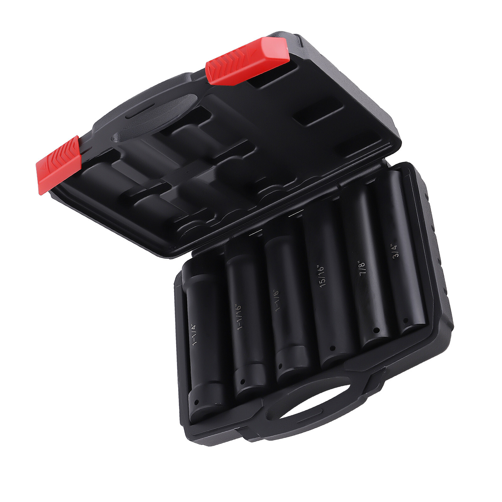 6pcs 1/2 Inch Drive Extended Length Impact Socket Set Heavy Duty W/ Storage Case