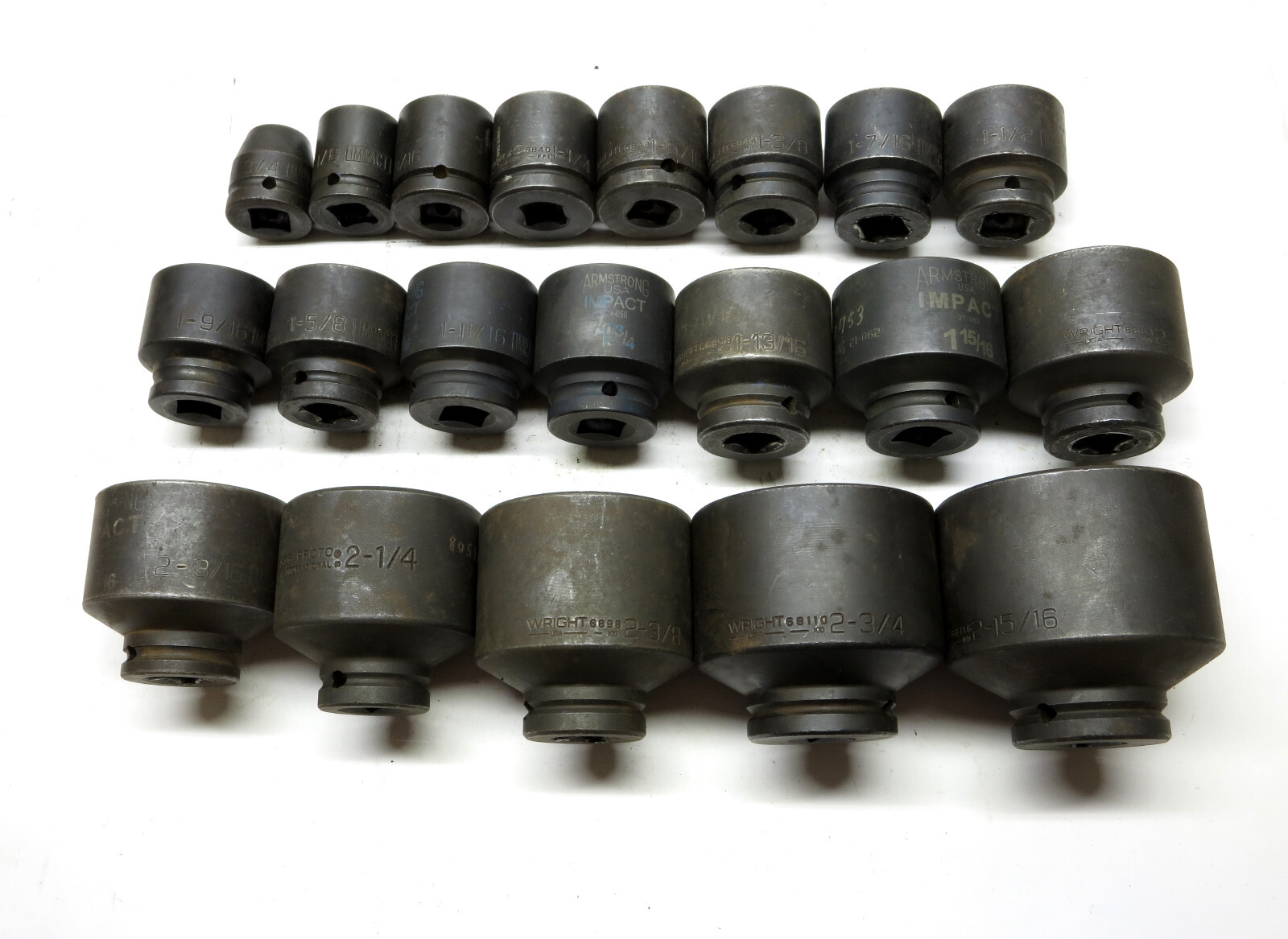 Armstrong & Wright Domestic 3/4 Impact Socket Set of 20 pcs 3/4 – 2-15/16″ USA