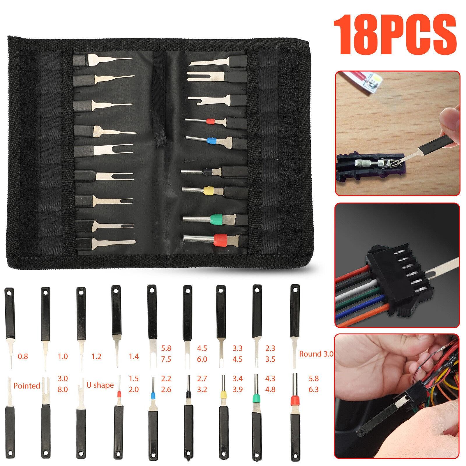 18Pcs Steel Plastic Car Motorcycles Terminal Removal Wire Connector Pin Tool