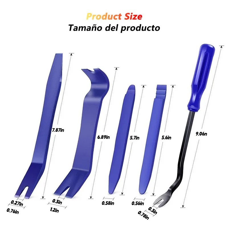 Plastic Trim Removal Pry Tool Set for Car Radio Panel Door Dash Clip Fasteners