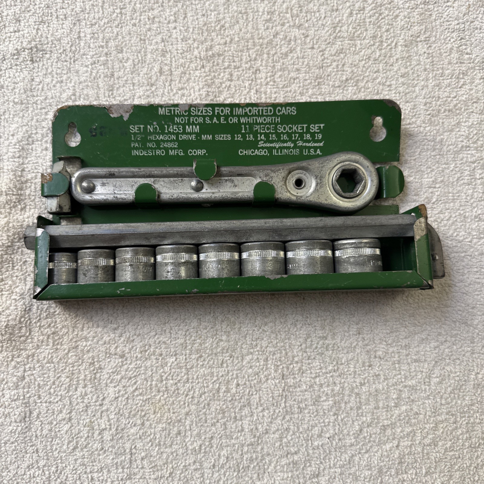 Indestro MFG. CORP. Socket Set No.1453 MM Metric Sizes 11pcs & Stand ( Read )