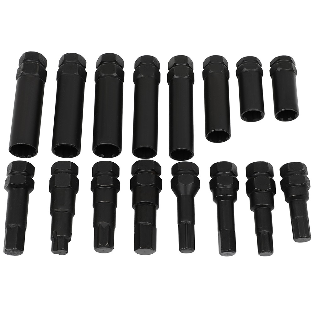 16Pcs Security Locking Lug Nut Master Key Set Wheel Lock Removal Tool Kit