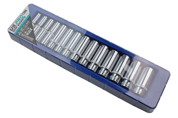US PRO 14 Piece 3/8″ Dr 6 Point Deep Metric Socket Set 8mm – 21mm 1389