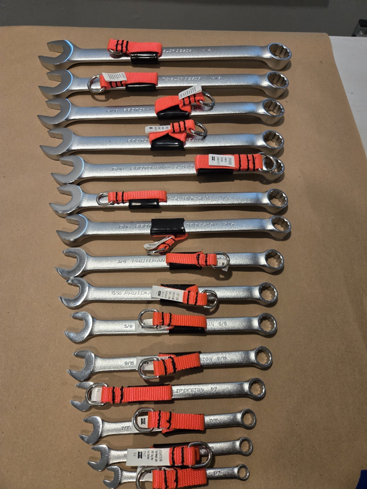 NOS Proto Professional 15PC 5/16″-1-1/4″ 12PT SAE Anti-Slip Combo Wrenchs READ