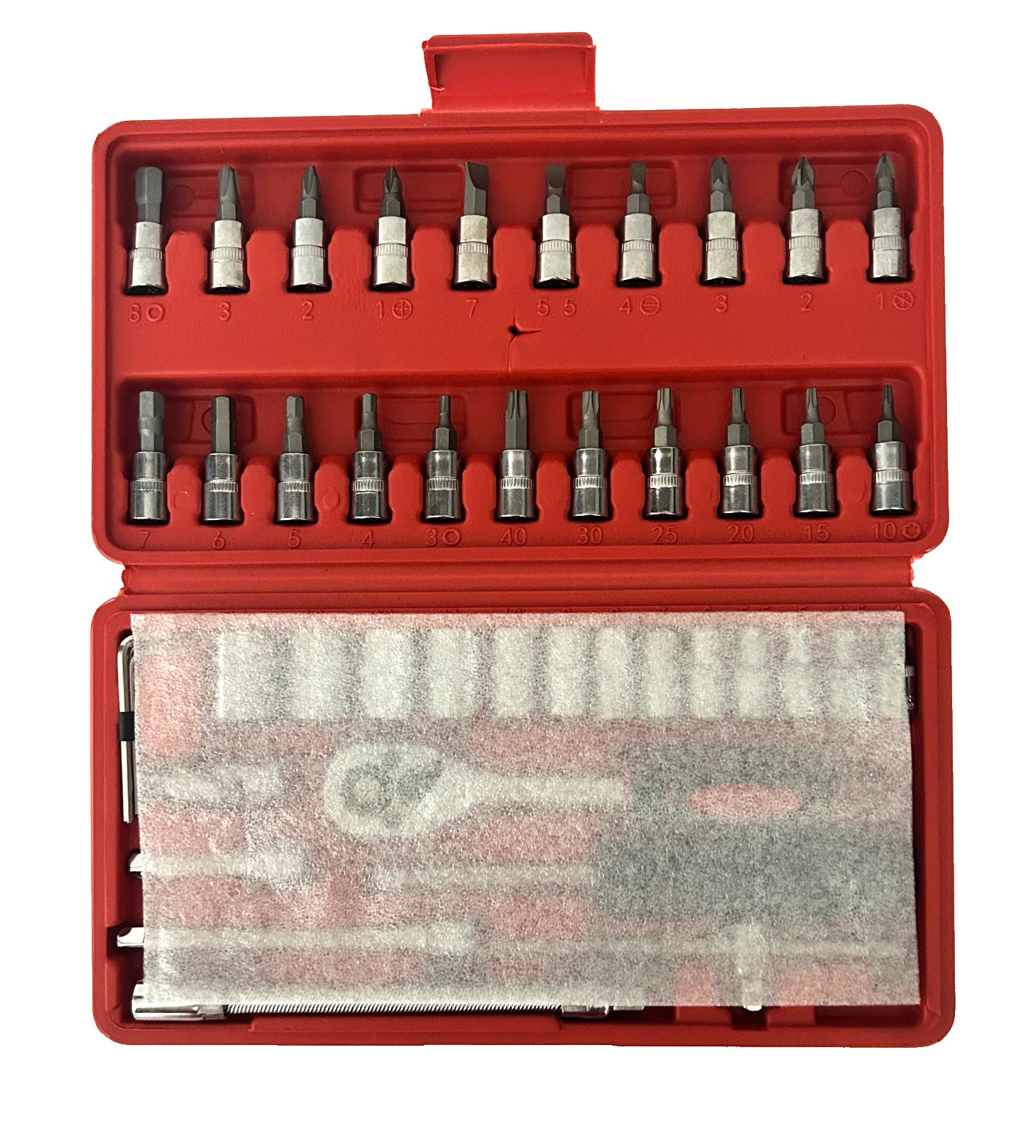 Egofine 46 Piece Socket Set, Hardly Used, In Red Plastic Carrying Case, Preowned