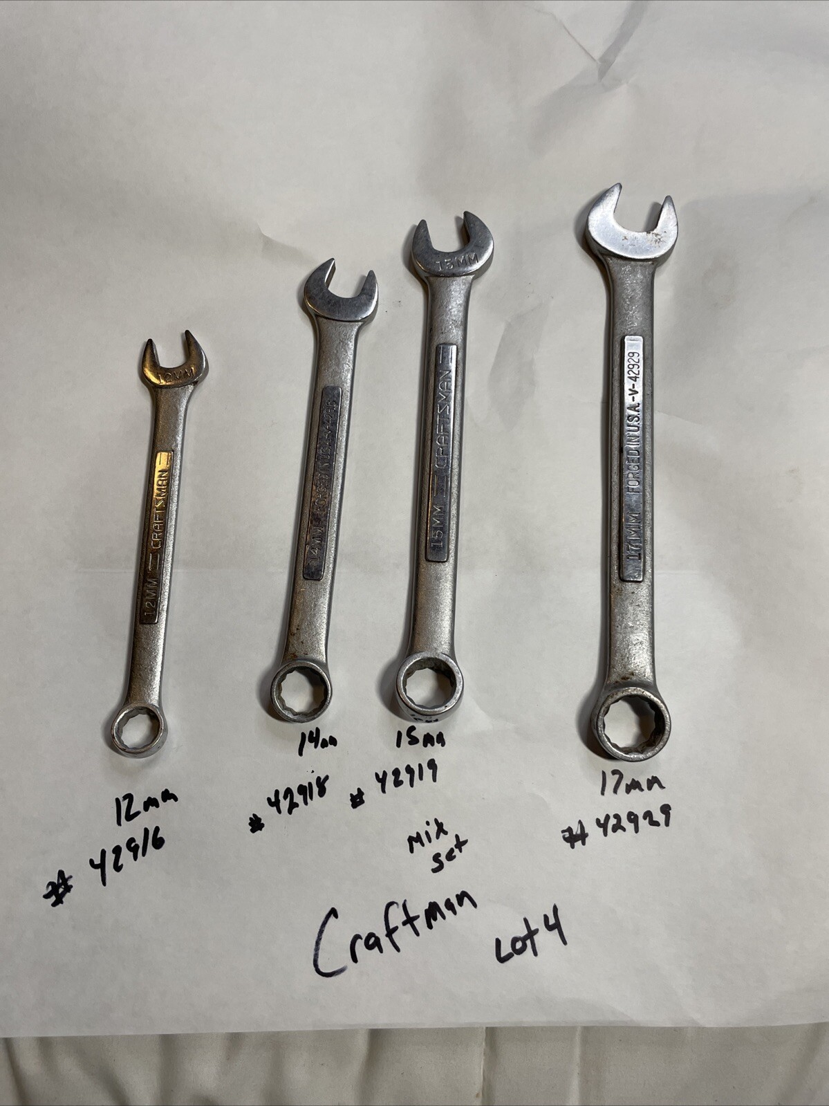 Craftsman Box End Wrenches Mix Set 12mm 14mm15mm17mm42916 42918 42919 42929 Lot4
