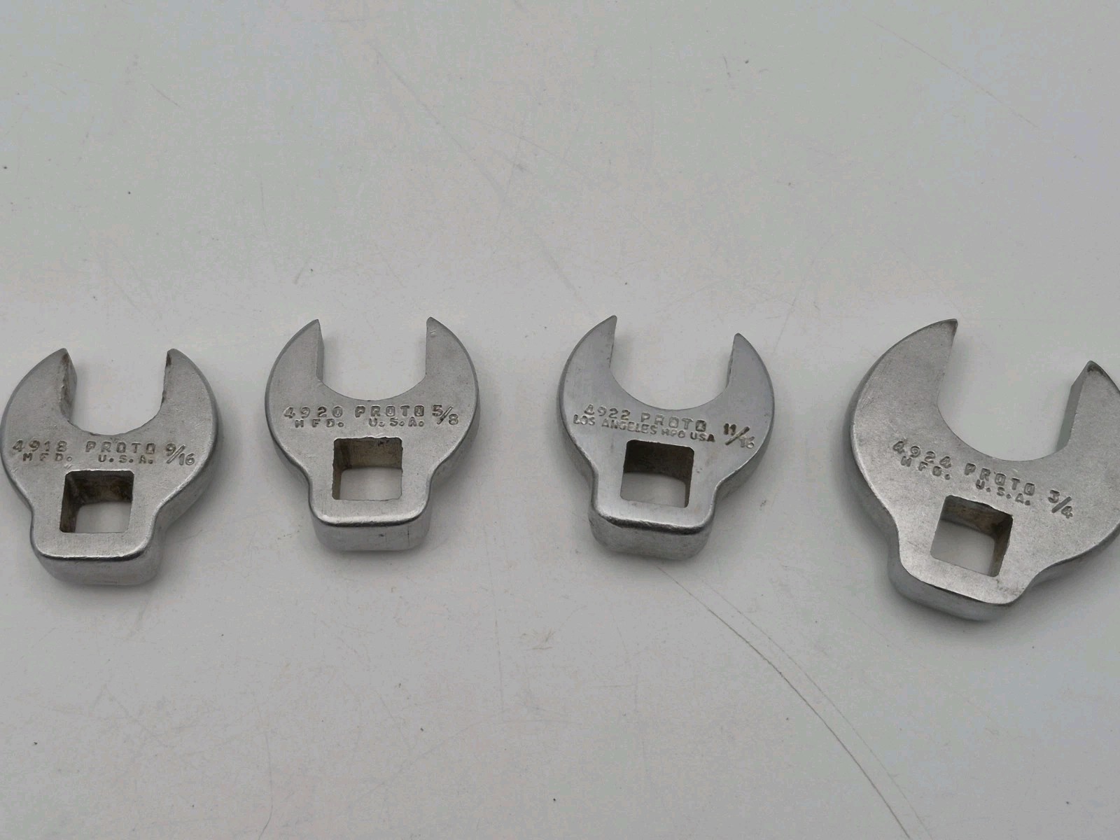 Proto Tools used Lot of 7 Crow Foot Socket Wrenches, 3/8” Drive, 3/8” – 3/4”