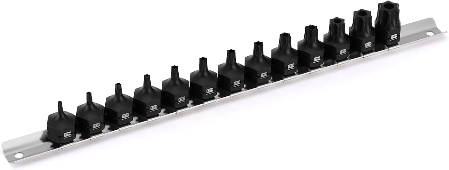 13-Piece 3/8″ Drive Stubby Impact Torx Bit Socket Set,TT10-TT70, S2 Steel Air…