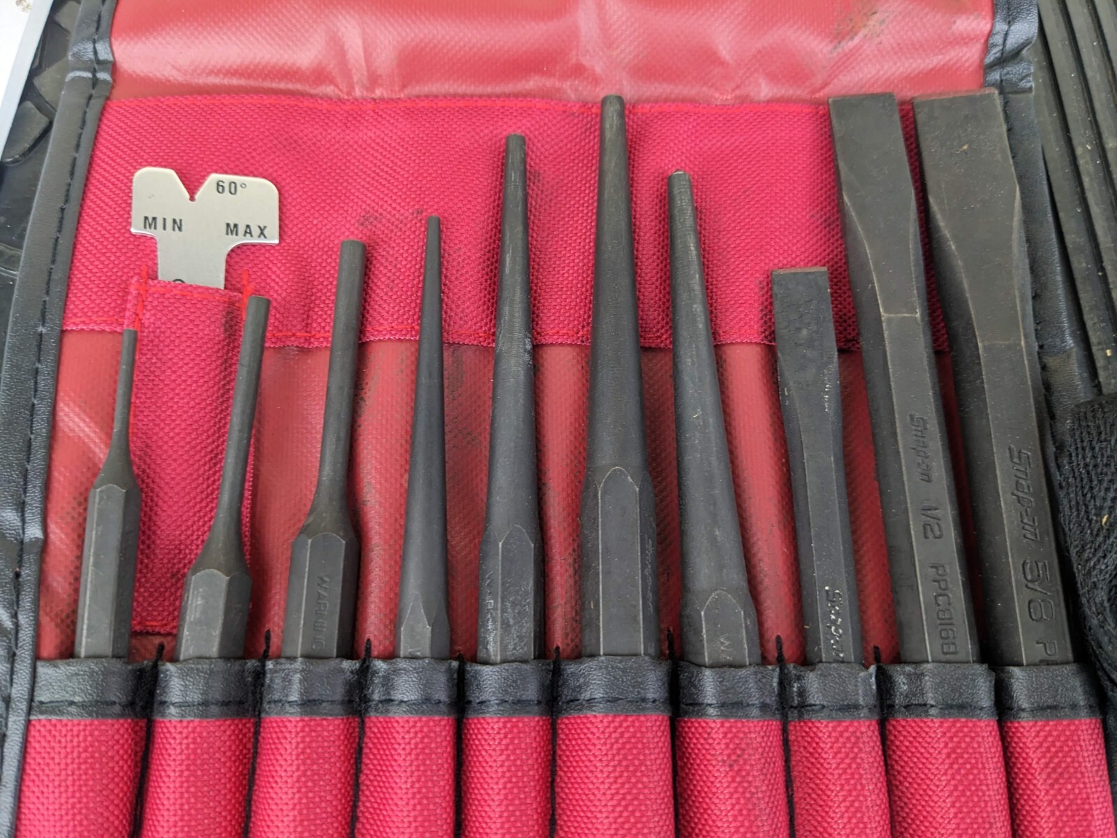 #bg615 Snap-on Tools PPC710BK USA NEW 11 Piece Punch and Chisel Set w/ Kit Bag