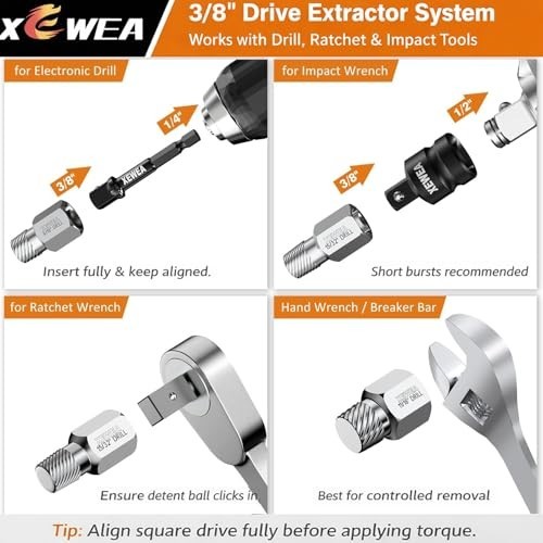 22 Piece 3/8 Drive Screw Extractor Set Stripped Bolt Remover Kit CR-MO with