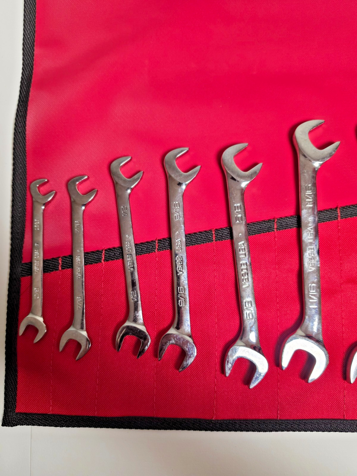 Snap-On VS814A 14‑Pc SAE Four-Way Angle Open-End Wrench Set 3/8 to 1-1/4″ NEW