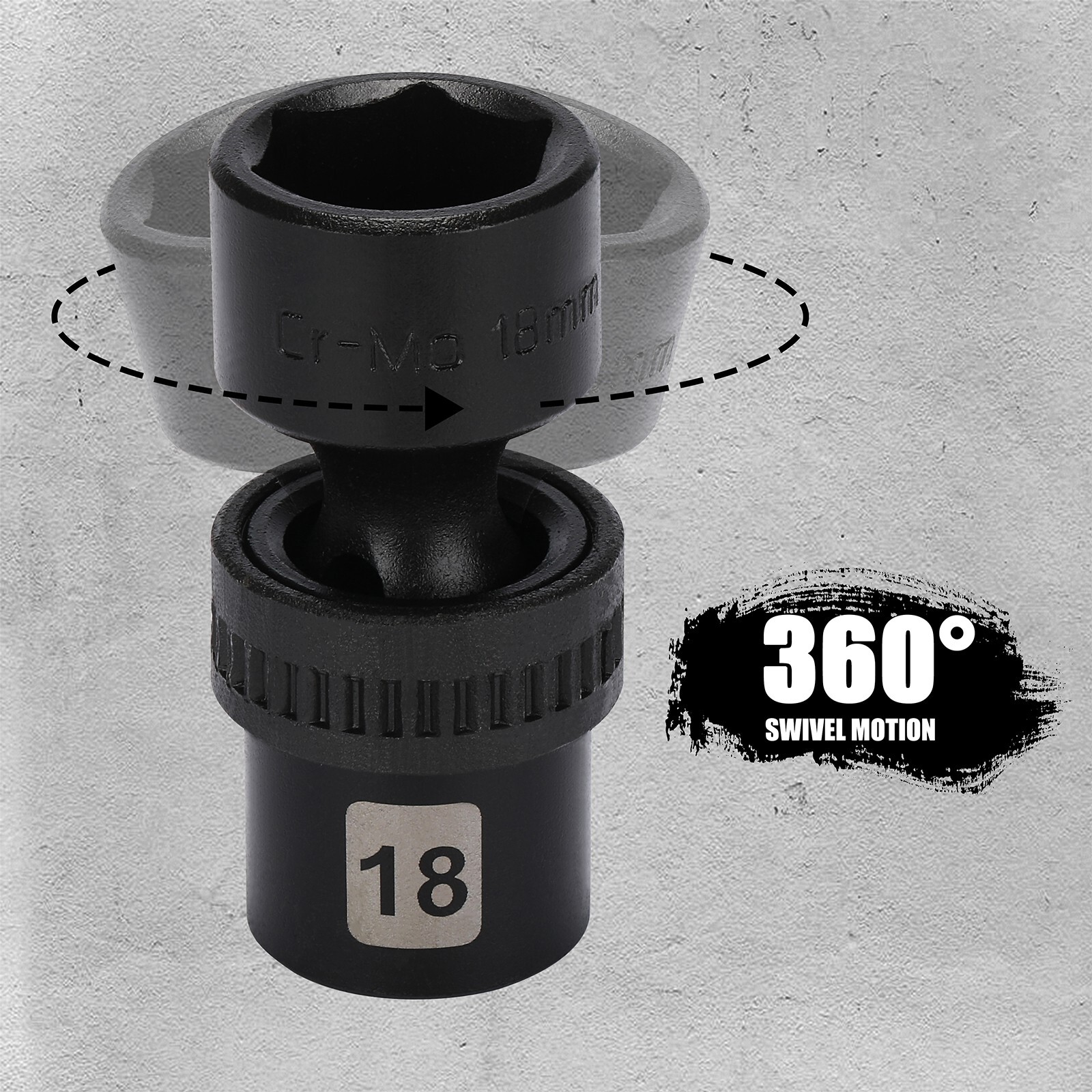 10 Pcs 3/8″ Drive 6 Point Universal Flex Impact Socket Set, Metric,10mm- 19mm
