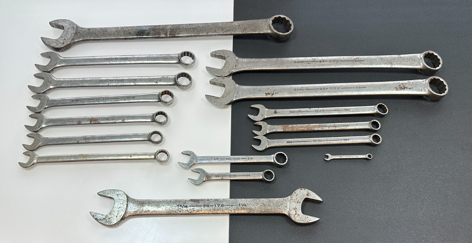 🇺🇸Armstrong Tools USA 16pc Mixed Wrench Lot Including 1-1/2 & 32mm Large Sizes