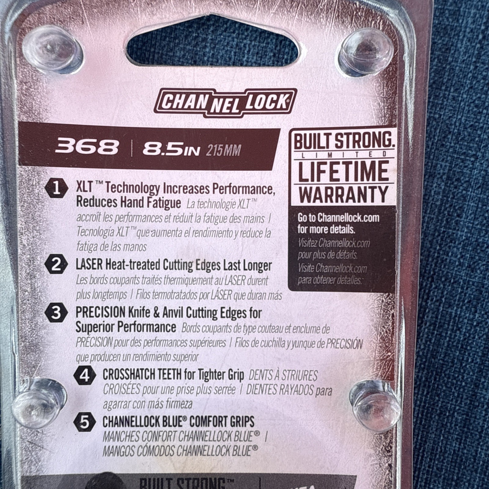 Channellock 368 8.5″ Long XLT High Leverage Round Nose Linemen’s Pliers USA 🇺🇸