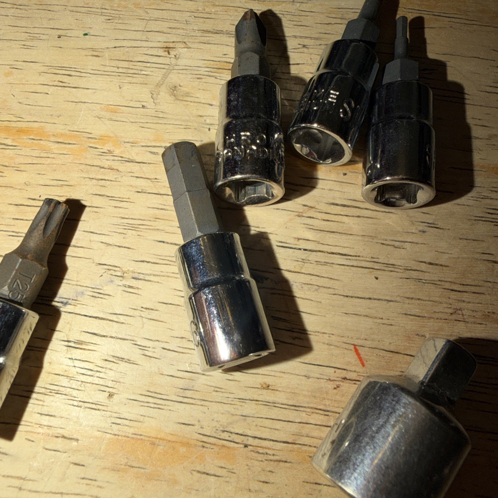 Lot Of 25+ Socket Bits: 1/4” & 3/8 Drive. Torx, Hex, Flat Head, Phillips, Square