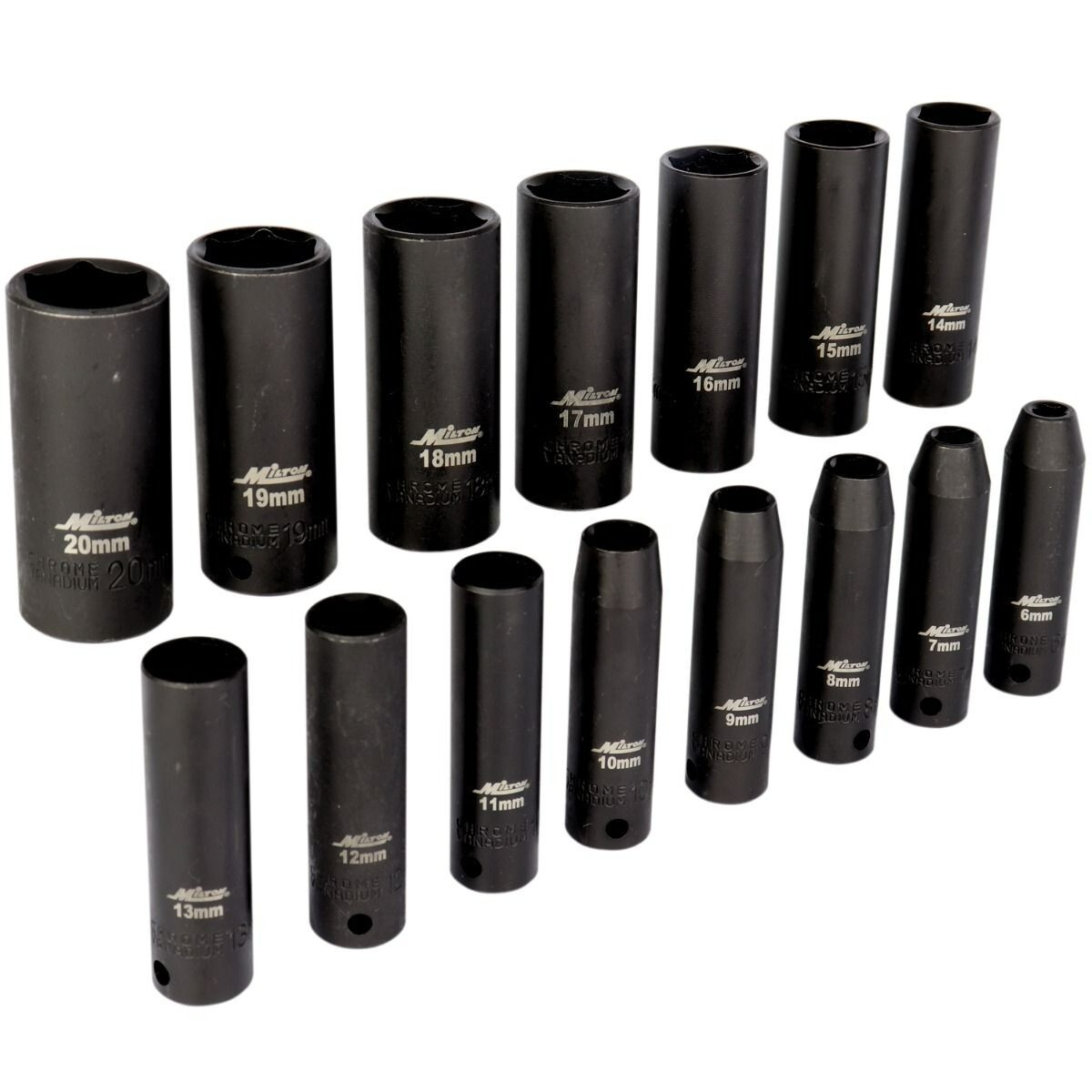 Milton® 15-Pc. 3/8” Drive Deep 6-20 Metric Impact Socket Set