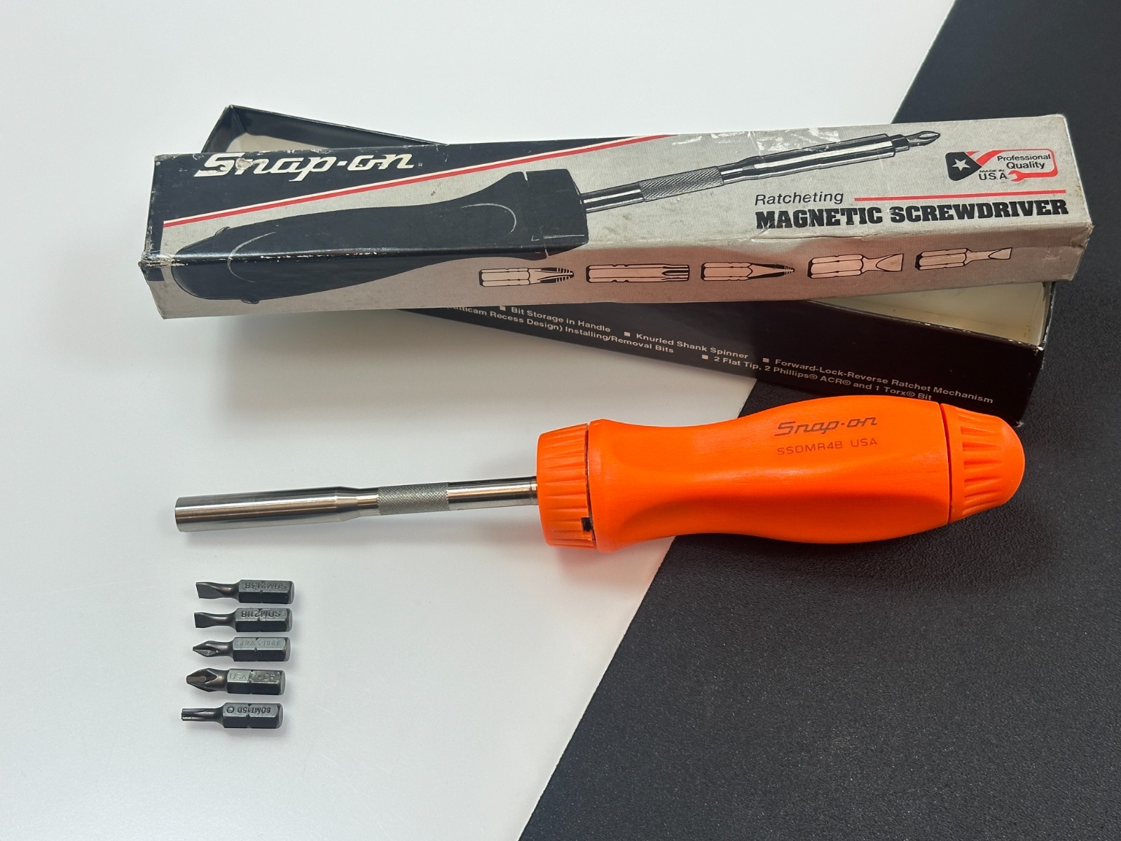 🇺🇸 Snap-on Tools USA ORANGE Hard Handle Ratcheting Screwdriver SSDMR4B, NOS