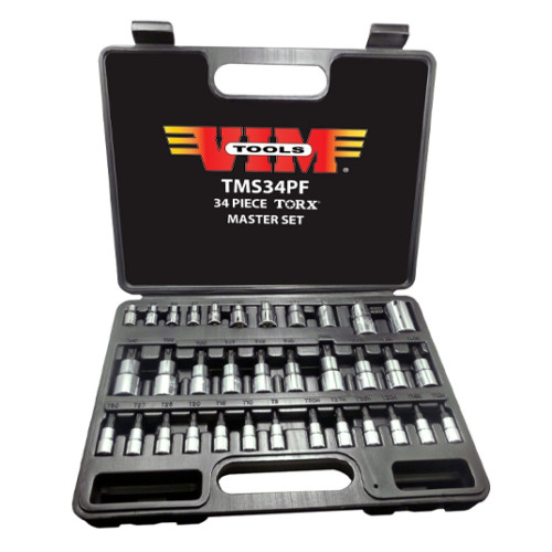 Vim Tools TMS34PF – 34 PC. Torx Master Set T10 – T60, E4 – E20, Tamper Proof Bit
