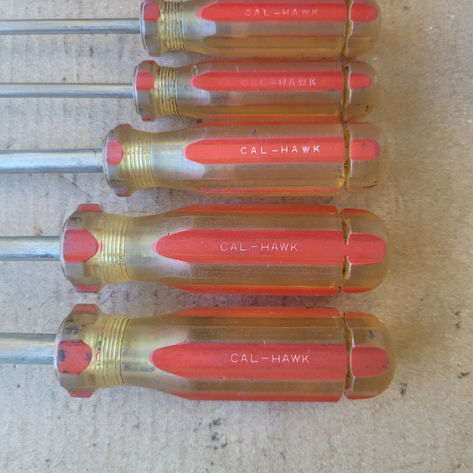 RARE Cal-Hawk BALL END SAE HEX SCREWDRIVERS 6 pc Set 1/8″-5/16″ Vintage Tools